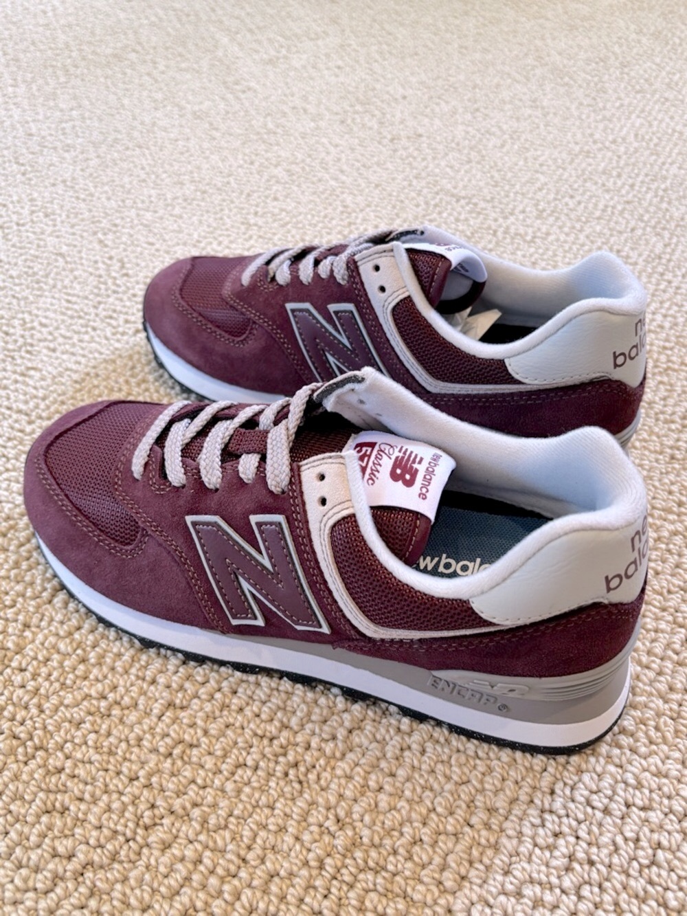 New Balance Burgundy and Gray Suede Retro Sneakers 574 Core - Picture 4 of 4